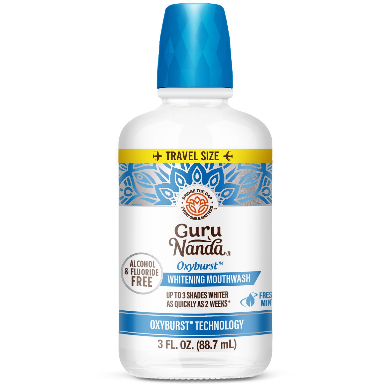 GuruNanda Oxyburst Teeth Whitening Mouthwash – 3 Fl Oz (Pack of 1), Clear