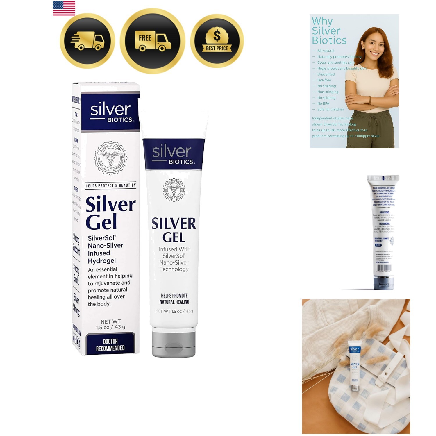 Silver Biotics Patented Multivalent SilverSol 20 PPM Soothing Skin Gel | Vers…