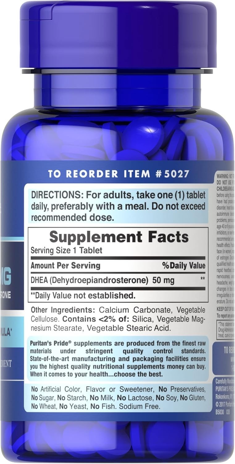Puritan’s Pride Youth Guard DHEA for Women and Men 50mg, Dietary Supplement forH