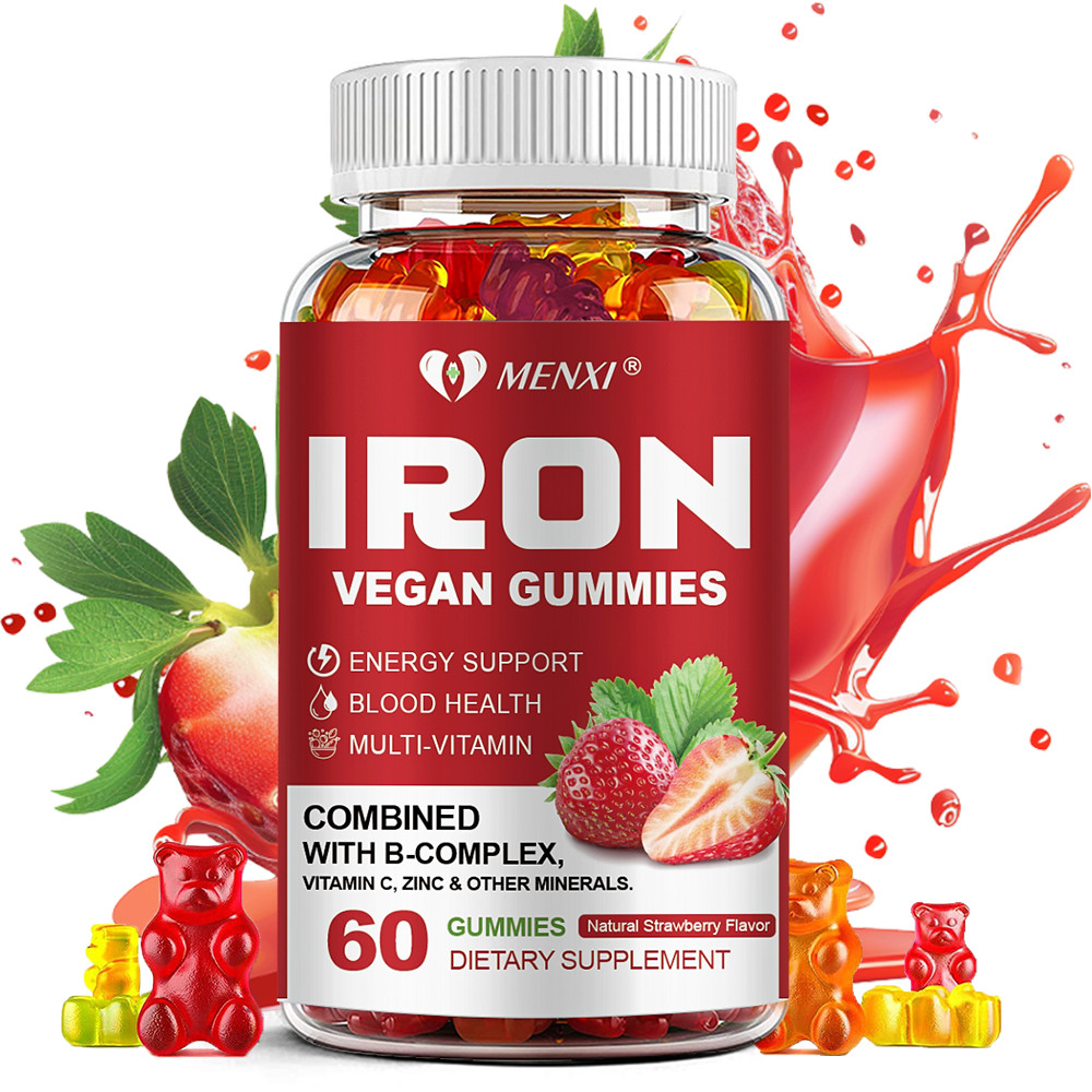 Iron Supplement Men and Women | 60 Gummies | With Vitamin B-12 | by MENXI