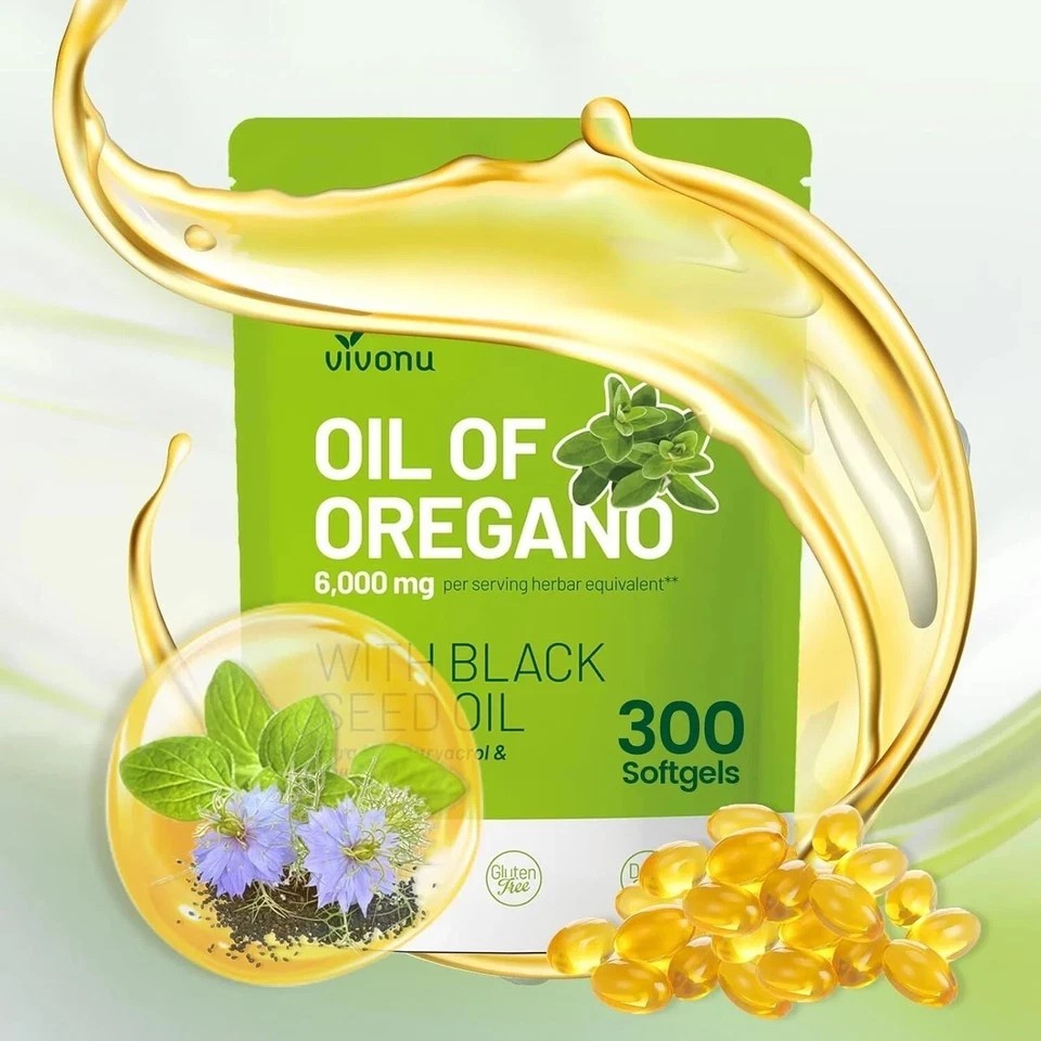 VivoNu Oil of Oregano – 2-Pack, 6000mg with Black Seed Oil