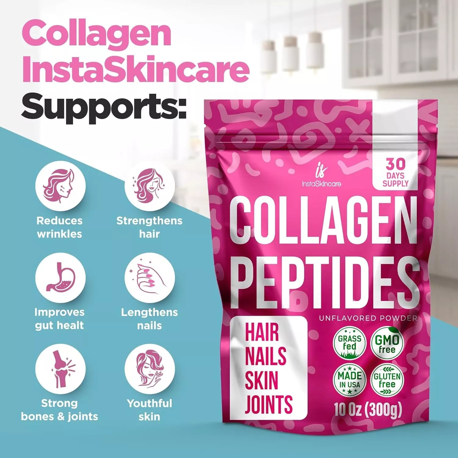2 Pack Collagen Peptides Powder for Women Collagen Protein Types I &III 10oz
