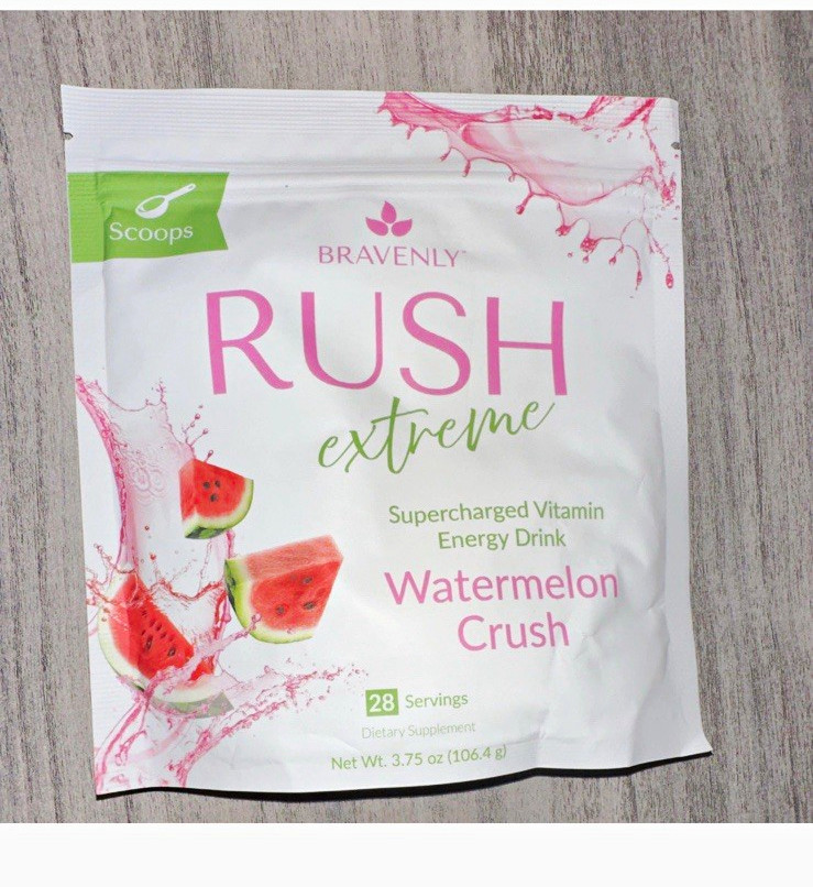 Bravenly RUSH Extreme Energy Powder Drink Mix 28 Serv Watermelon