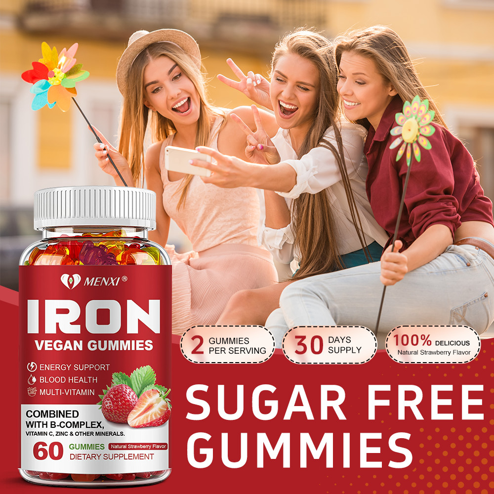 Iron Gummies – with Vitamin C – Energy and Immune Support Hemoglobin Production