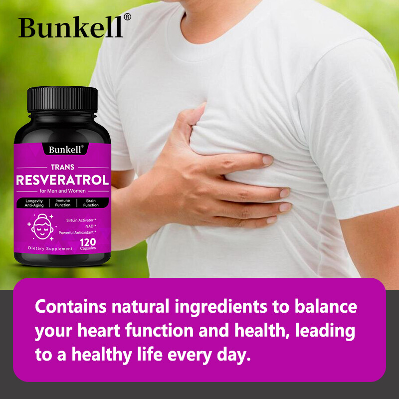 Resveratrol 500mg Capsules Anti Aging Antioxidant Heart Brain Support 120 Ct