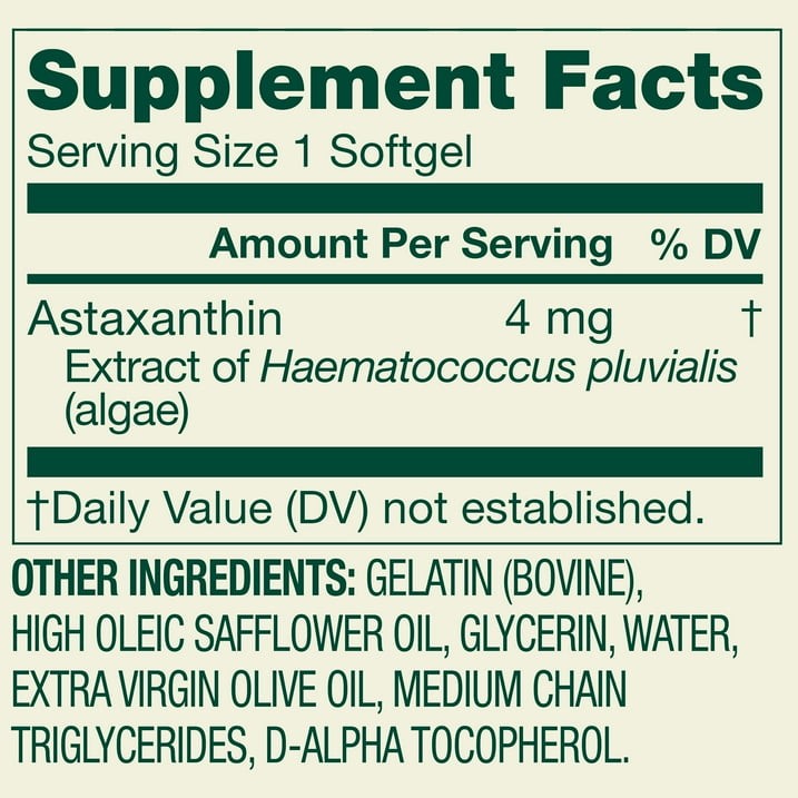 2 Pack Spring Valley Astaxanthin 4mg Softgels Heart & Eye Health, 30 Count
