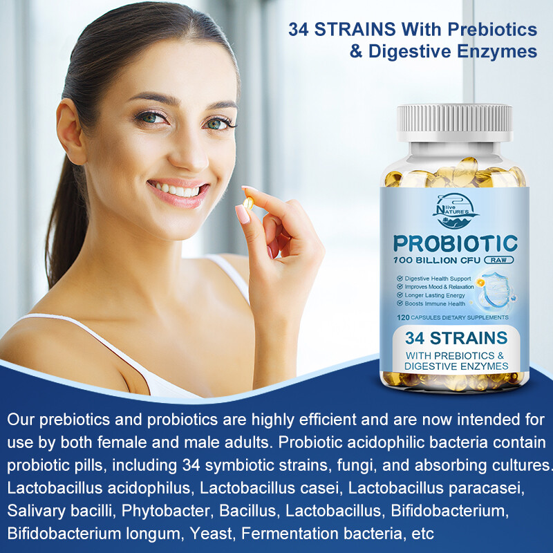120PCS Probiotics Complex Good Stomach Gut Health 100 Billion CFU Vegan Capsules