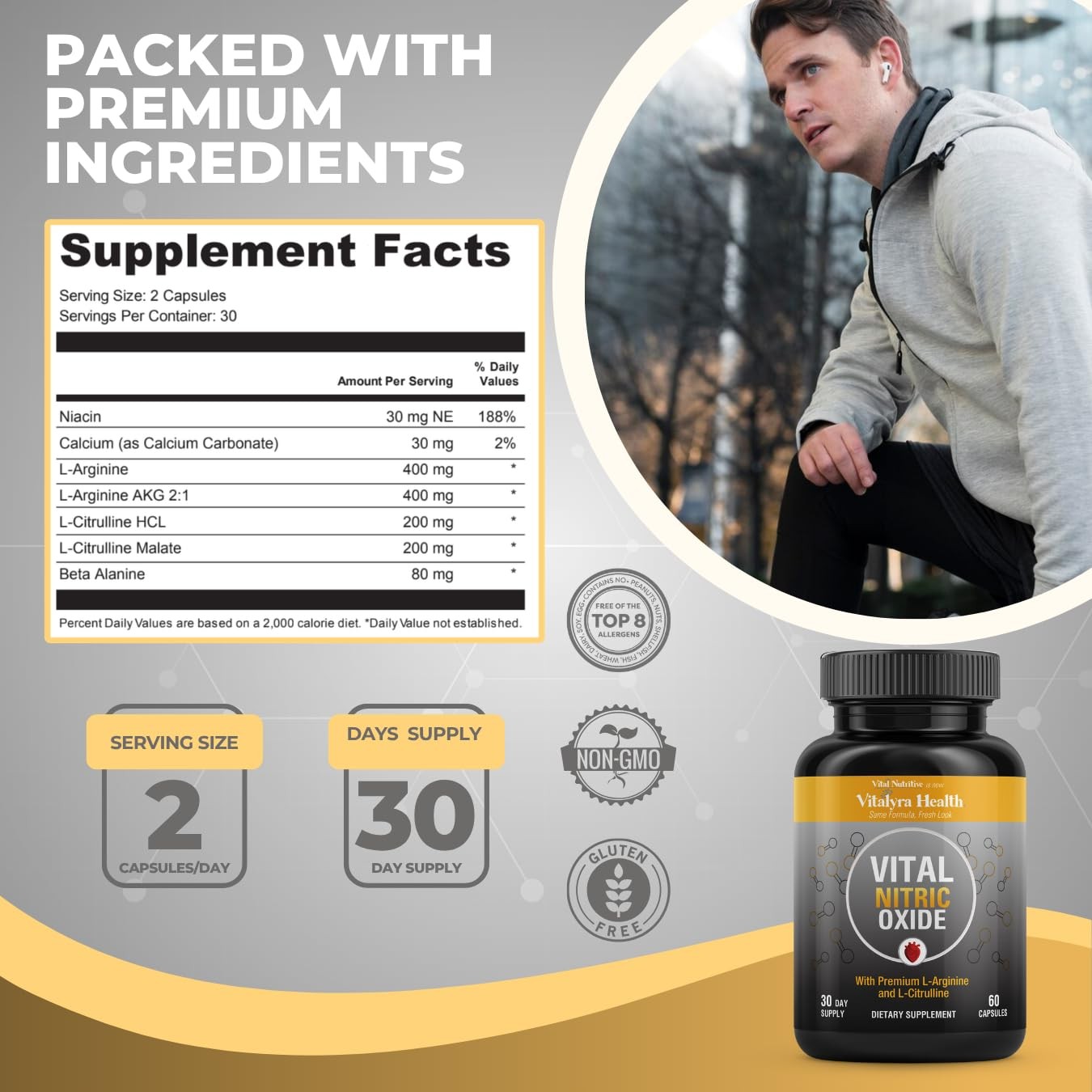 VITAL NUTRITIVE Nitric Oxide Supplement for Men LArginine LCitrulline