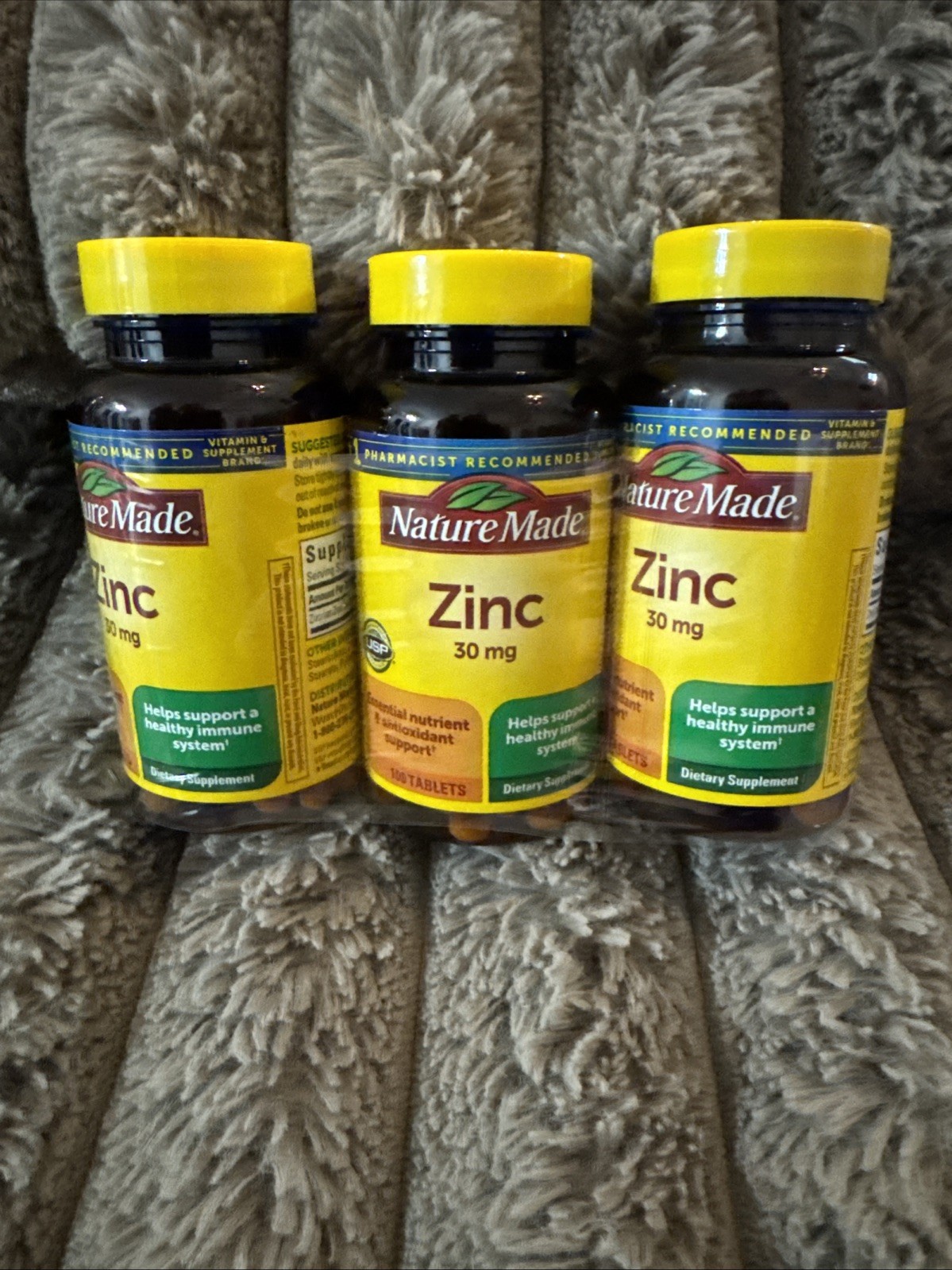 3X Nature Made Zinc, 30mg Dietary Supplement – 100 Tablets 12/28