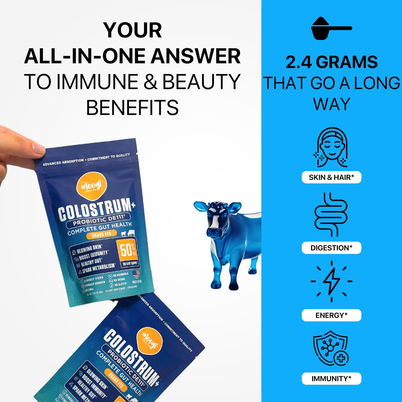 BestBy01/27 Moogi Performance+ Colostrum DE111 Probiotic 30-Day Supply