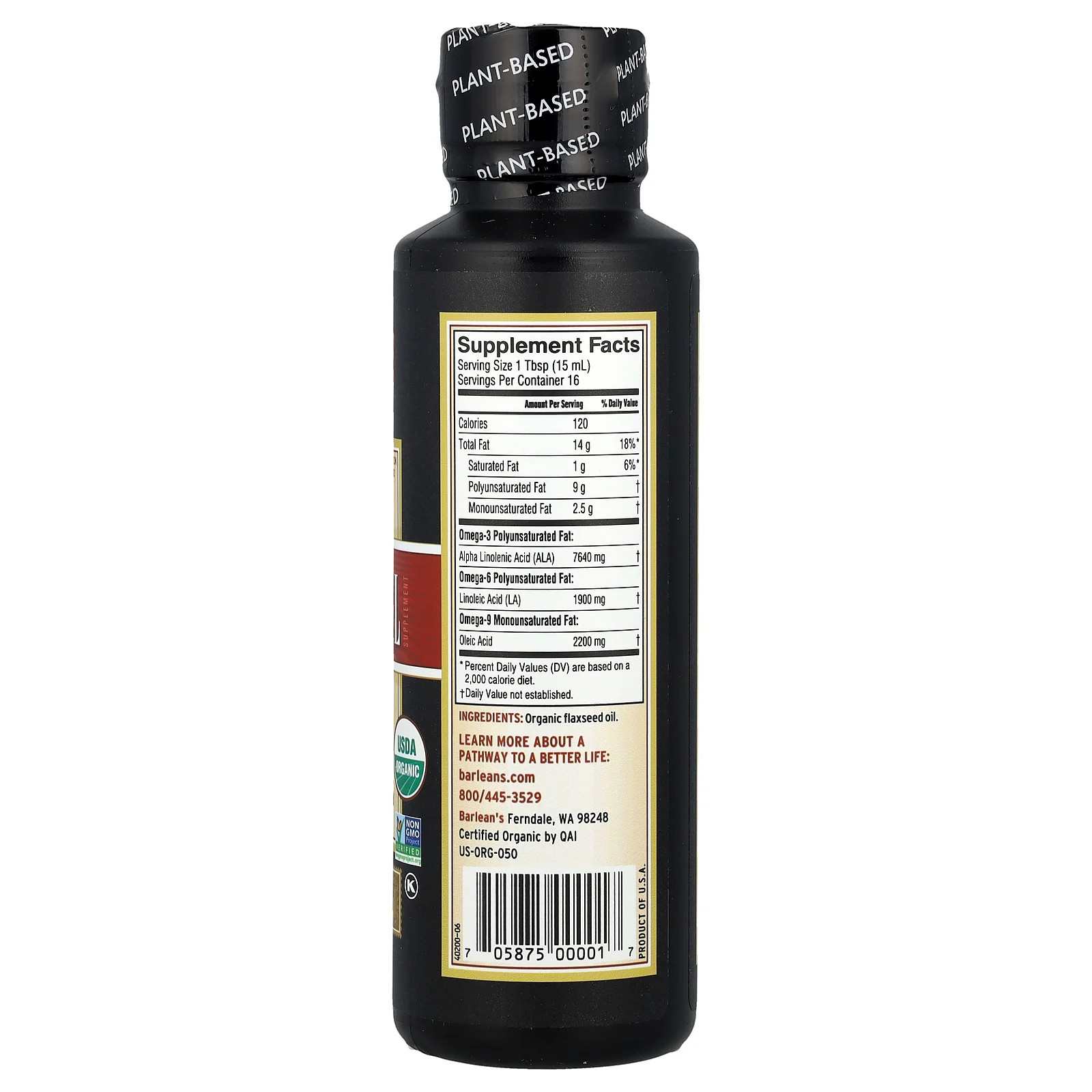 Barlean s Organic Fresh Flax Oil 8 fl oz 236 ml Kosher, Organic