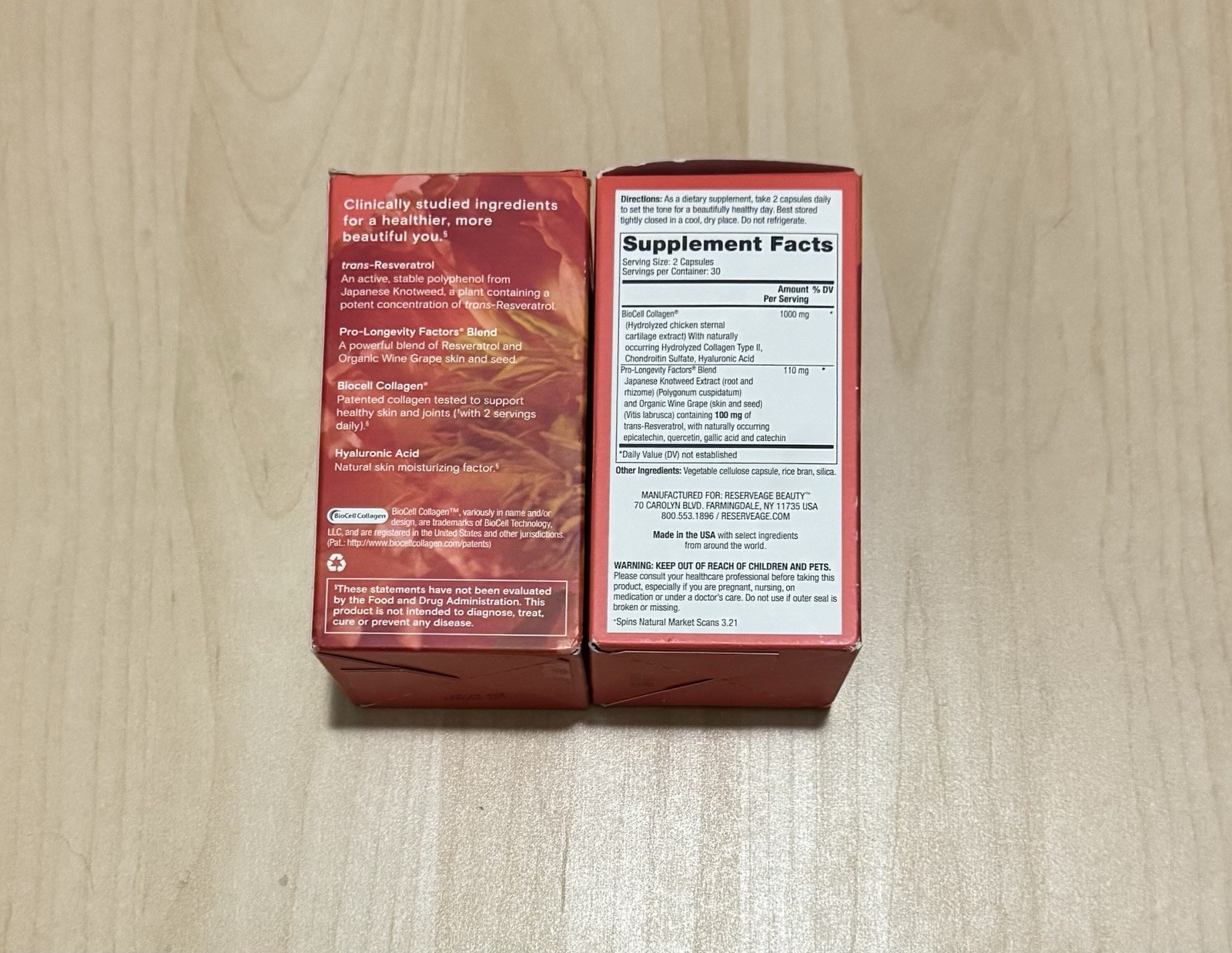 New 2-Pack Reserveage Beauty Collagen Booster W Hyaluronic Acid Exp.02/2027