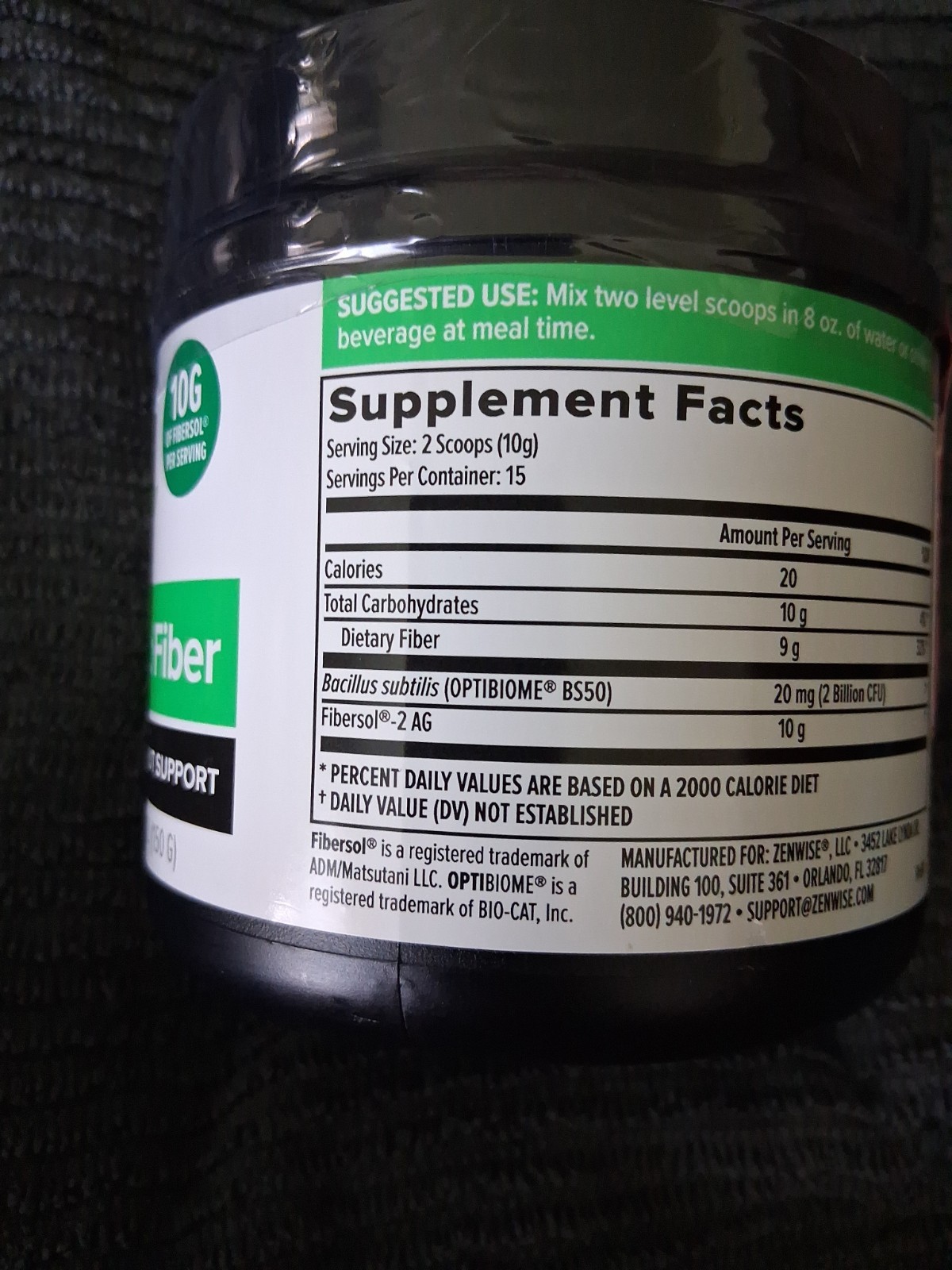 Zenwise Daily Prebiotic Fiber (10g per Serving) Gut Health 5.29oz EXP 08/2027
