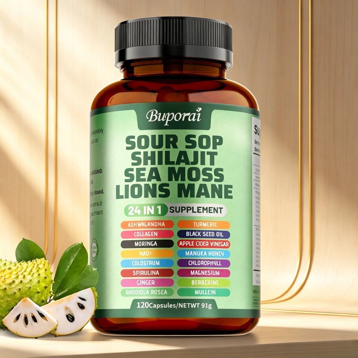 Soursop 24-in-1 Supplement ,Supports Skin, Joint & Bone Health, 120 Caps