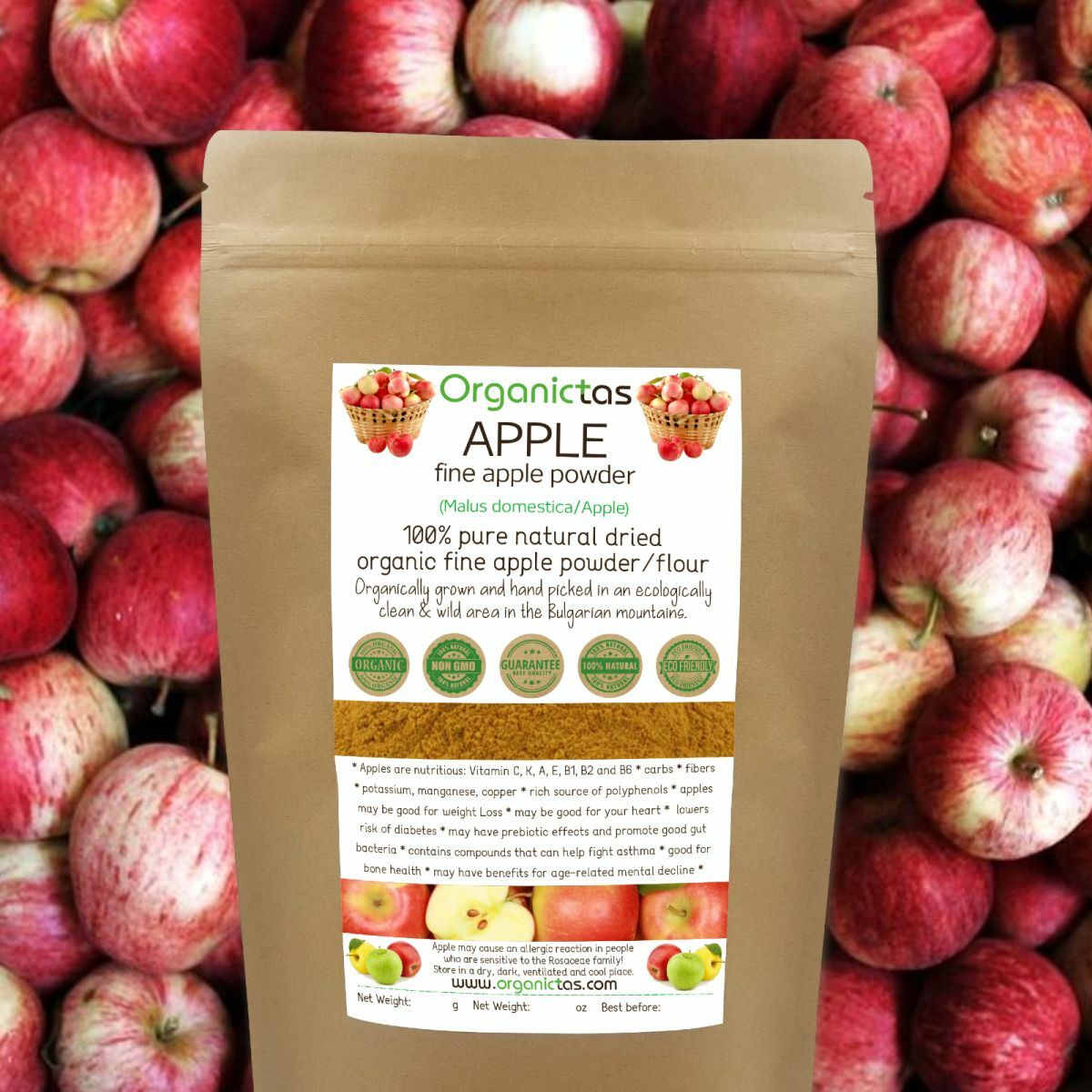 Pure Organic Apple Powder, 100% Natural Vitamin, Mineral & Antioxidant Source