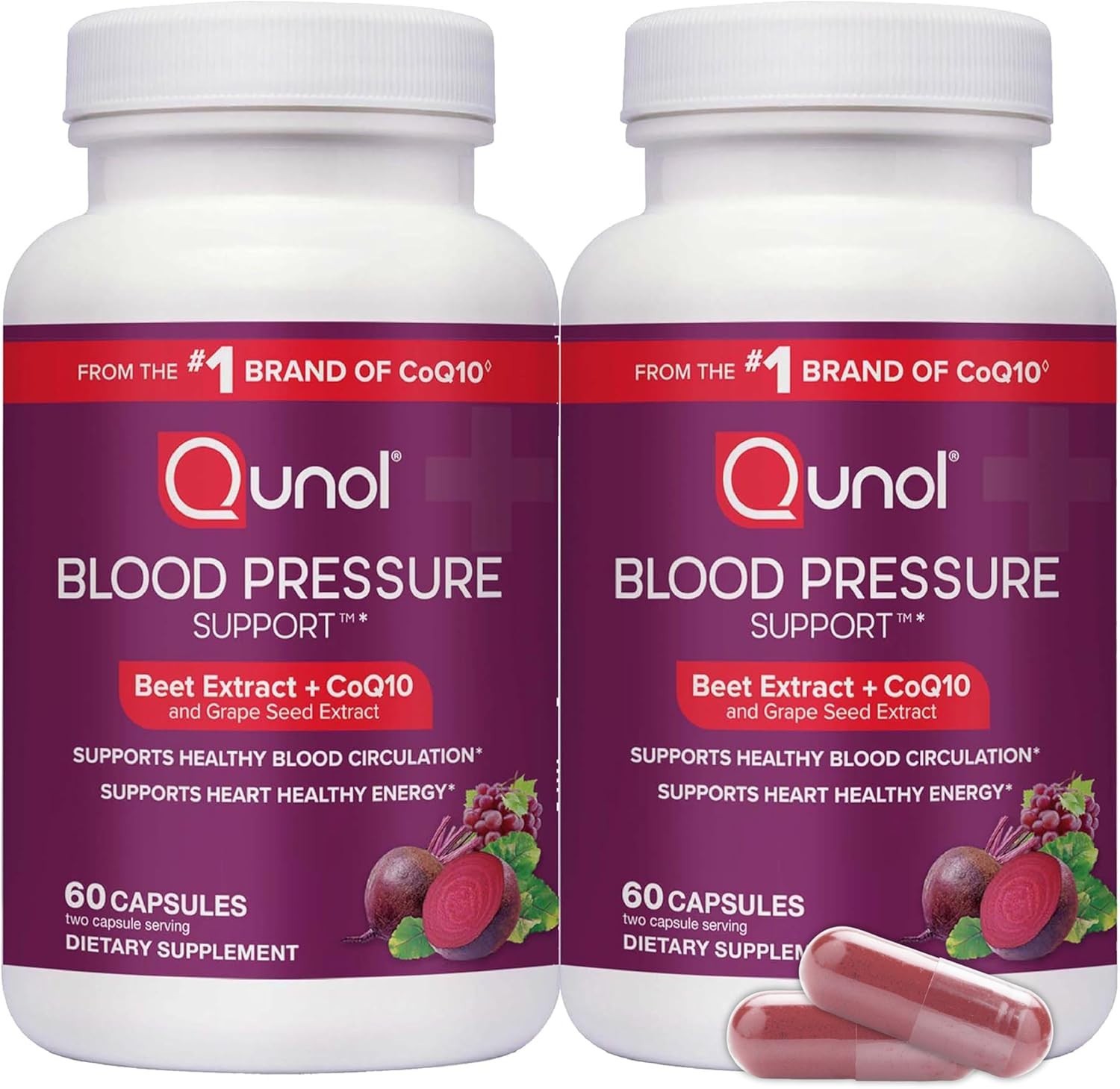 Qunol Blood Pressure Support, 3 in 1 Beets + CoQ10 + 120 Count (Pack of 1)