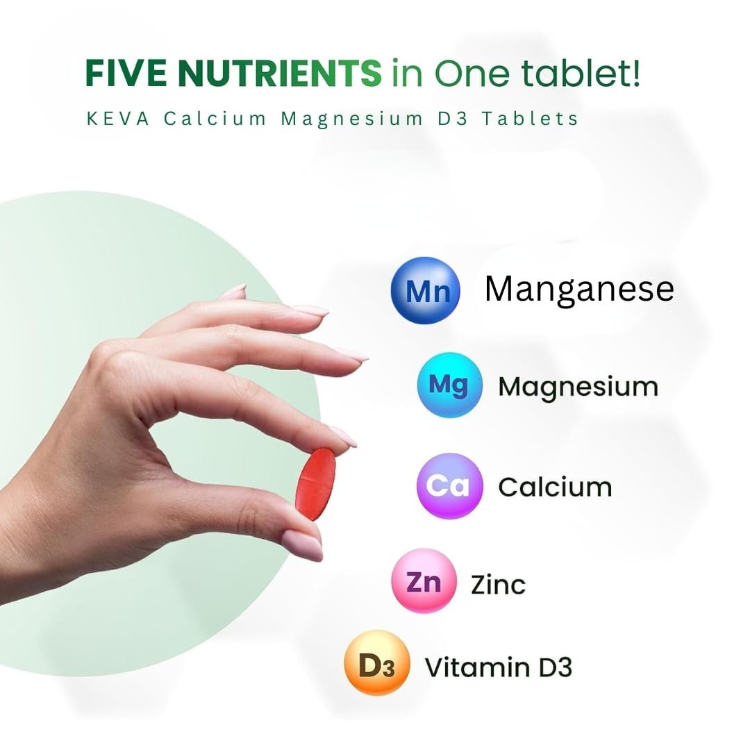 3 Pack KE.VA Calcium Magnesium D3 180 Tablets Daily Use