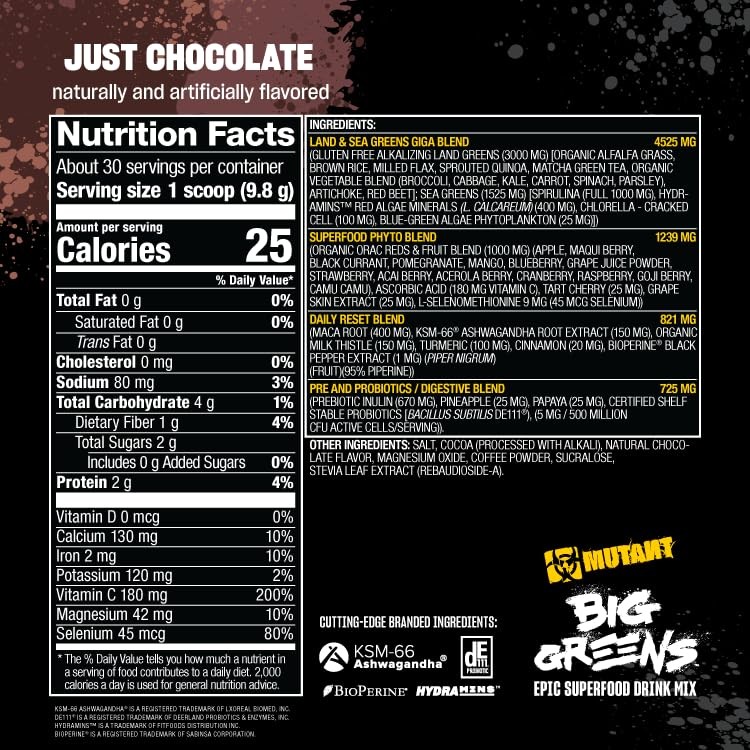 Mutant Big Greens | Green Supplement | Over 40 superfoods Land & Sea Greens –…