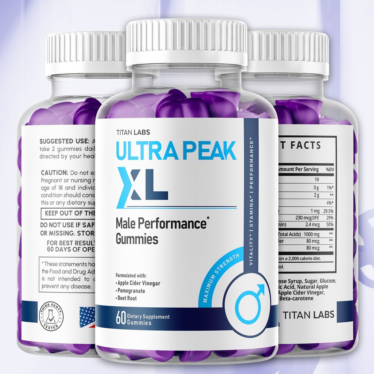 (1 Pack) Ultra Peak XL Gums Advanced Male Support Vitamin UltraPeakXL 60 Gummies