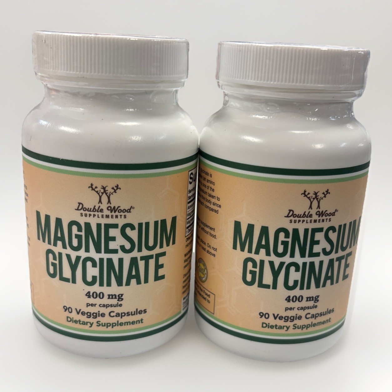 LOT OF 2 Double Wood Magnesium Glycinate 400mg – 180 Capsules Total Exp: 12/2027
