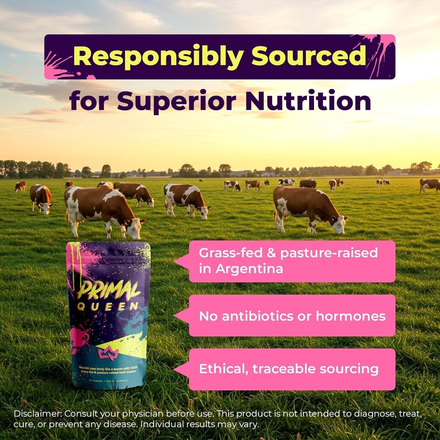 Share Primal Queen Beef Organ Supplement for Women 60ct – 1 MONTH SUPPLY!