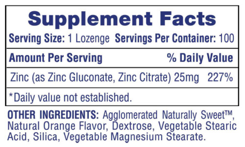 Chewable Hi Tech Zinc Lozenges 25mg – 50mg Orange Flavor IMMUNITY SUPPORT FLU