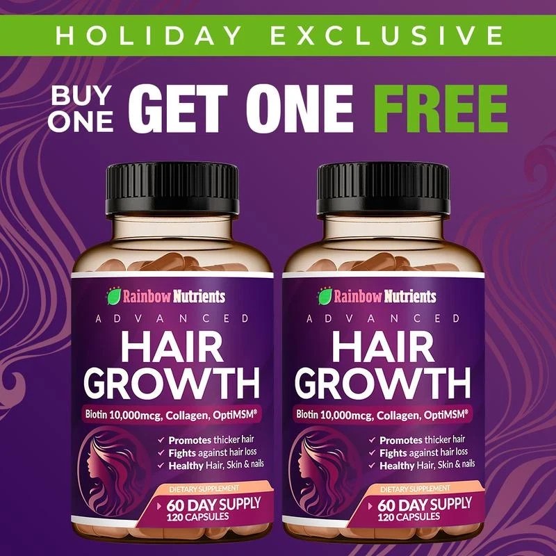 24-in-1 Advanced Hair Growth Vitamins | Biotin10,000mcg, Collagen, Patented Opt