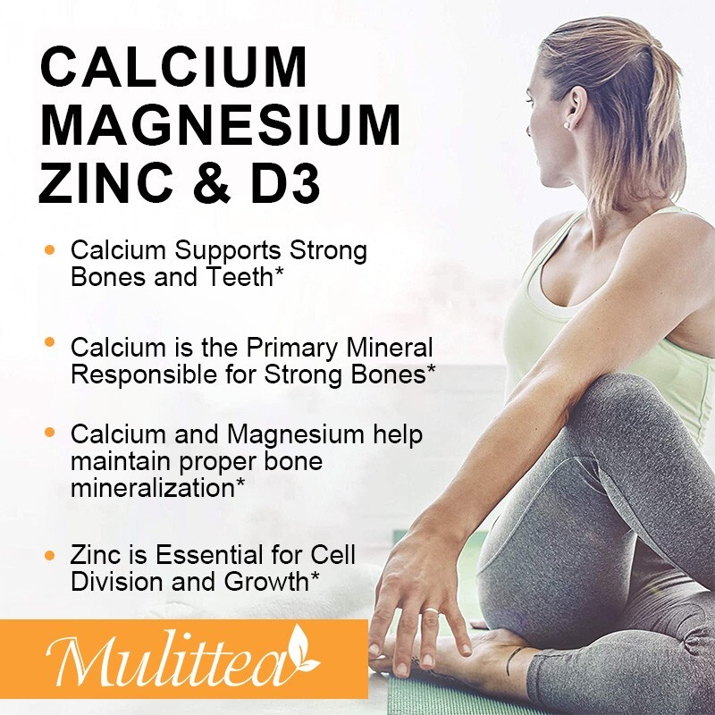 Magnesium Zinc Vitamin D3 Calcium 1000MG Complex (60/120 Caps)-High Absorption