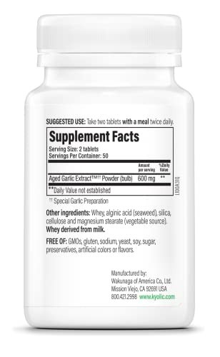 Kyolic Aged Garlic Extract Formula 100 Heart Health Supplement 100 Tablets