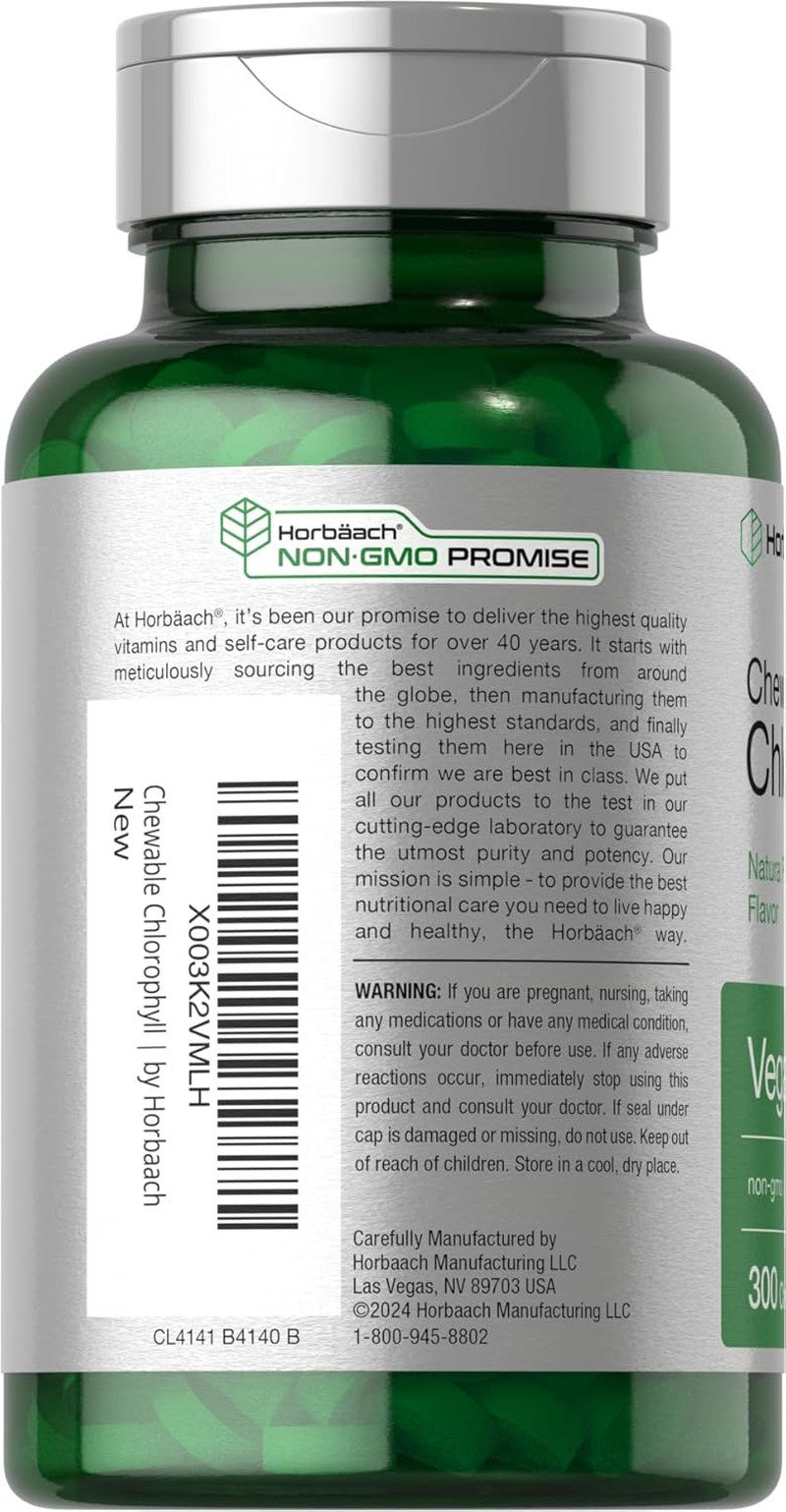 Chlorophyll Chewable Tablets 300ct | Peppermint Vegan | Non-GMO Gluten Free
