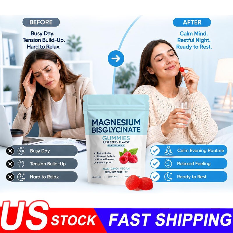 3X Magnesium Bisglycinate 60 Gummies, with 400mg Magnesium Bisglycinate Chelate