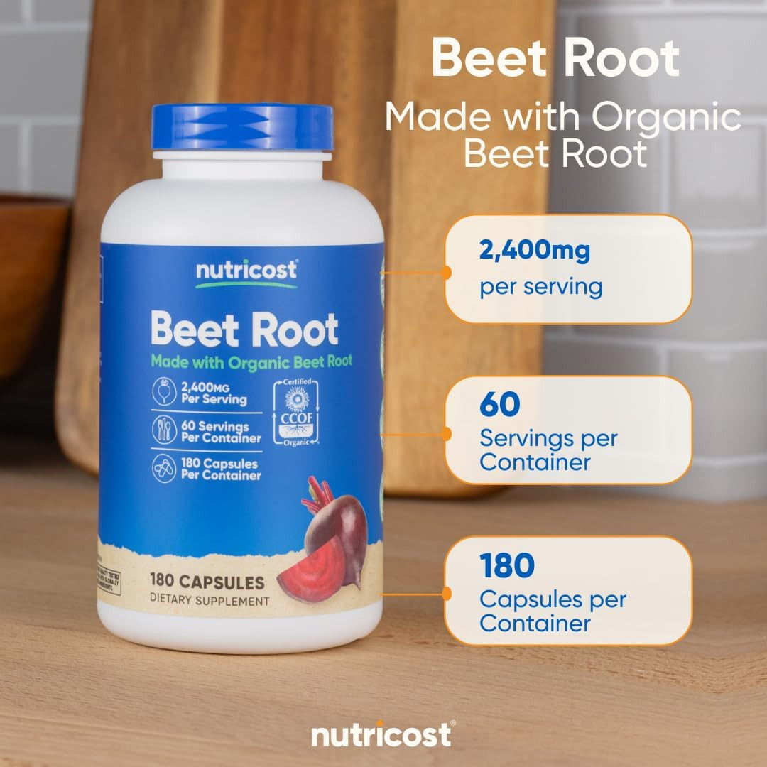Beet Root 2400Mg 180 Capsules – CCOF Certified Made with Organic Beet Root Sup