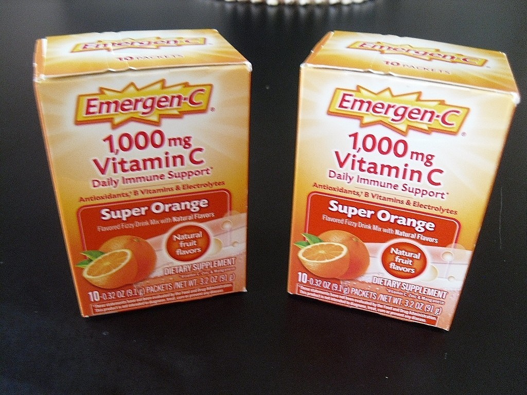 (2): Emergen-C 1000 mg Vitamin C Super Orange. 30-.32 oz packets.best bfrJan’28