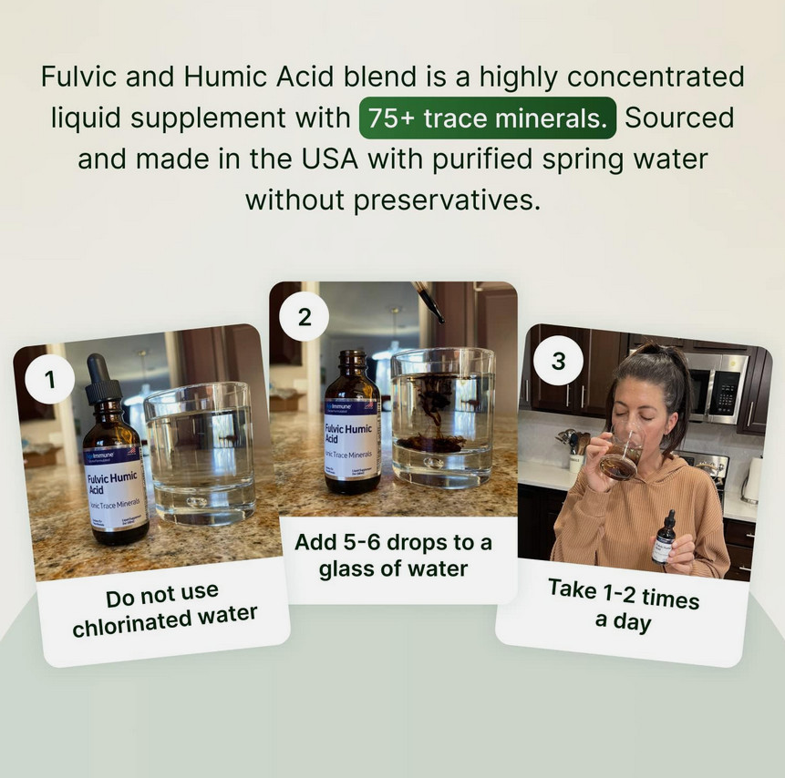 Fulvic Humic Acid 75 + Trace Minerals Liquid Supplement – Plant Derived in USA