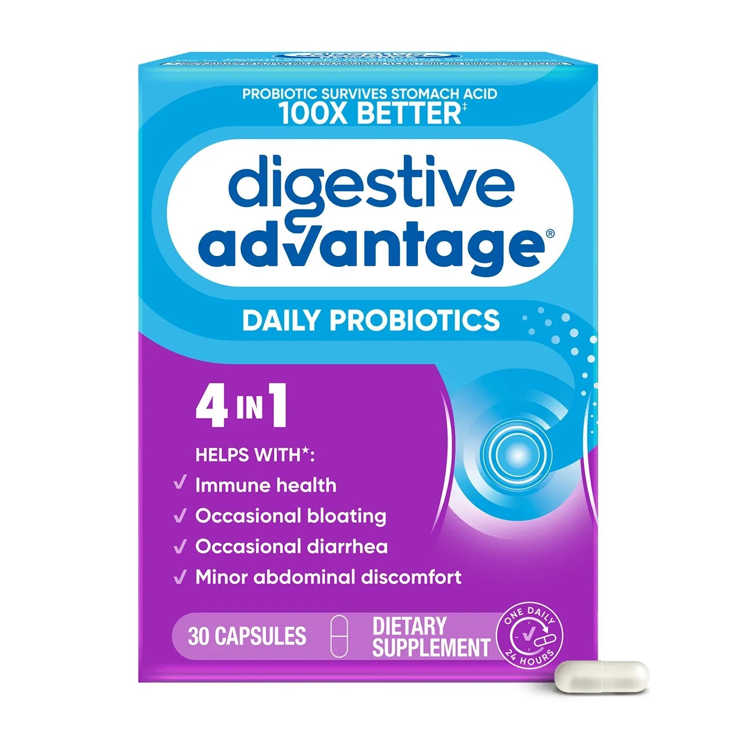 Schiff Digestive Advantage Daily Probiotic Supplement Immune Capsule 30 Ct 12PK