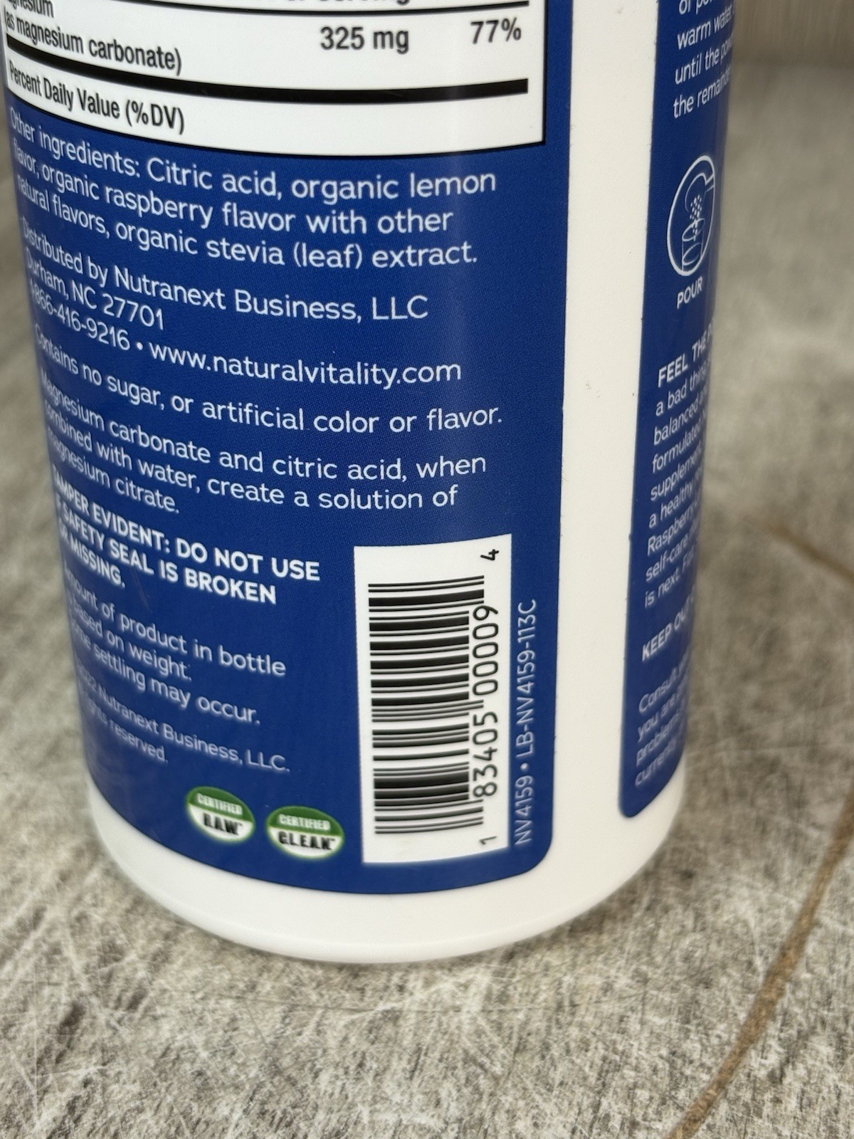 Natural Vitality Calm Magnesium Raspberry-Lemon Drink Mix 4 OZ 12/2027