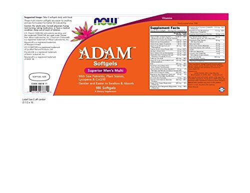 NOW ADAM Men’s Multi Vitamin Softgels 180 Count Pack of 2 Gluten Free Keto