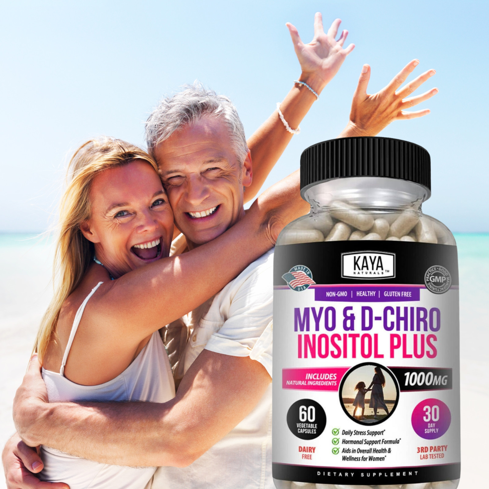 Myo & D-Chiro Inositol Plus 60ct, Women Hormone Support, Manage Stress