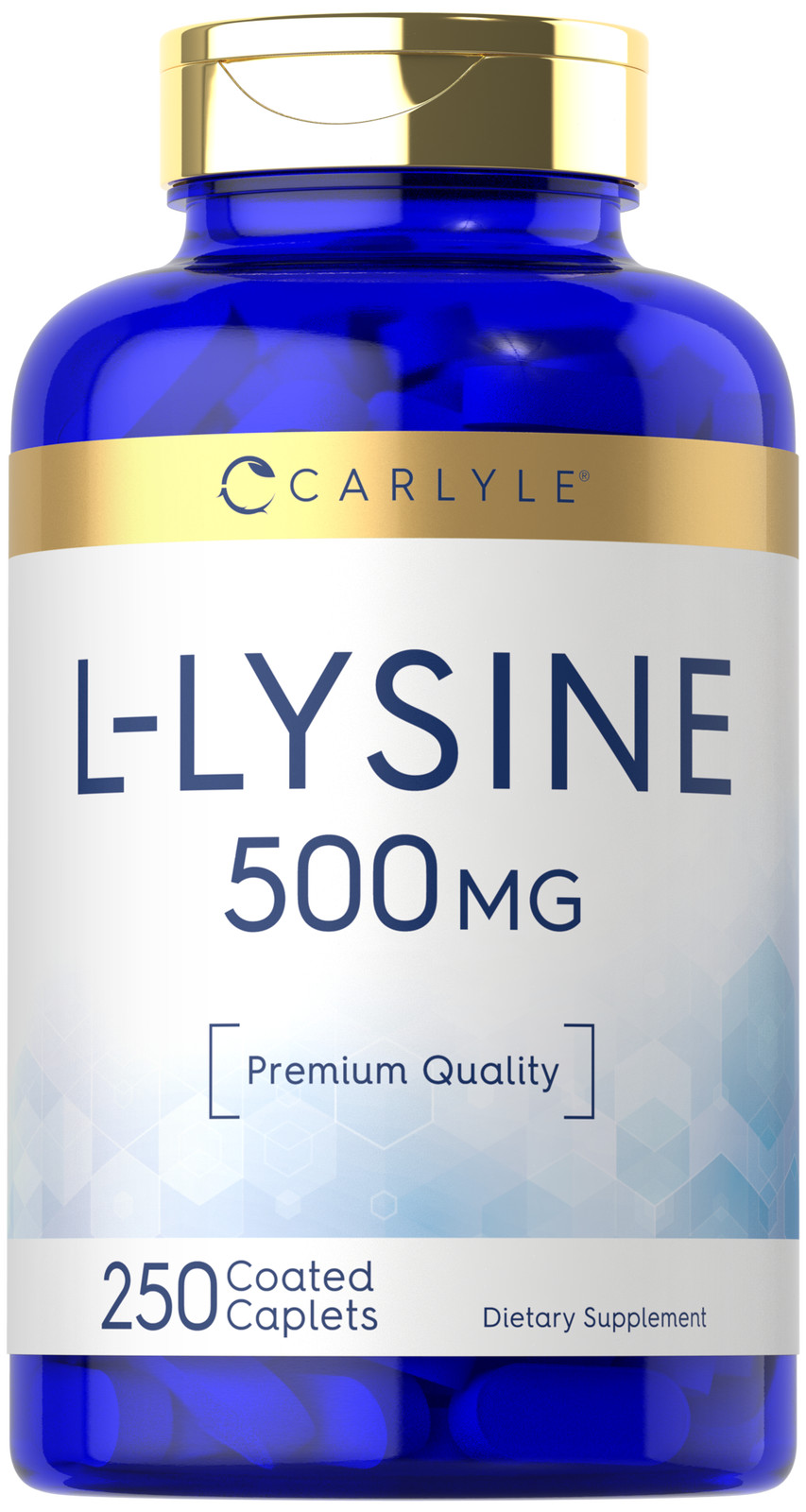 L-Lysine 500mg | 250 Caplets | Amino Acid Supplement | Vegetarian | by Carlyle