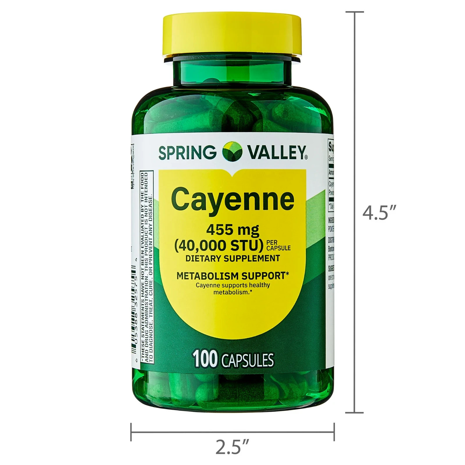 Spring Valley Cayenne Metabolism Support Supplement Capsules 455 mg 100 Count