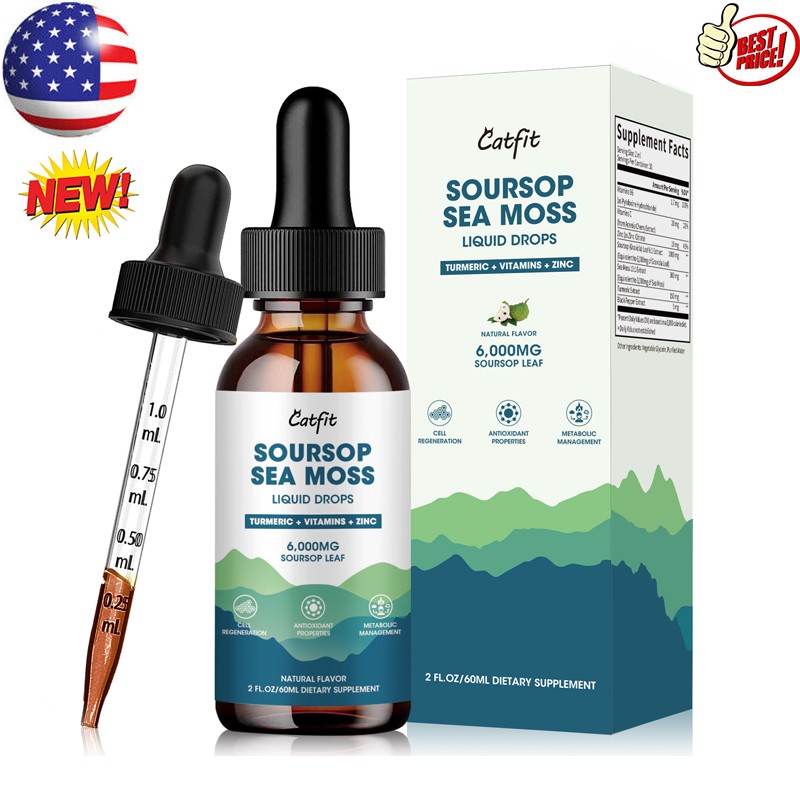 Sea Moss Soursop Leaves Extract with Turmeric Black Pepper Liquid Drop 60ML