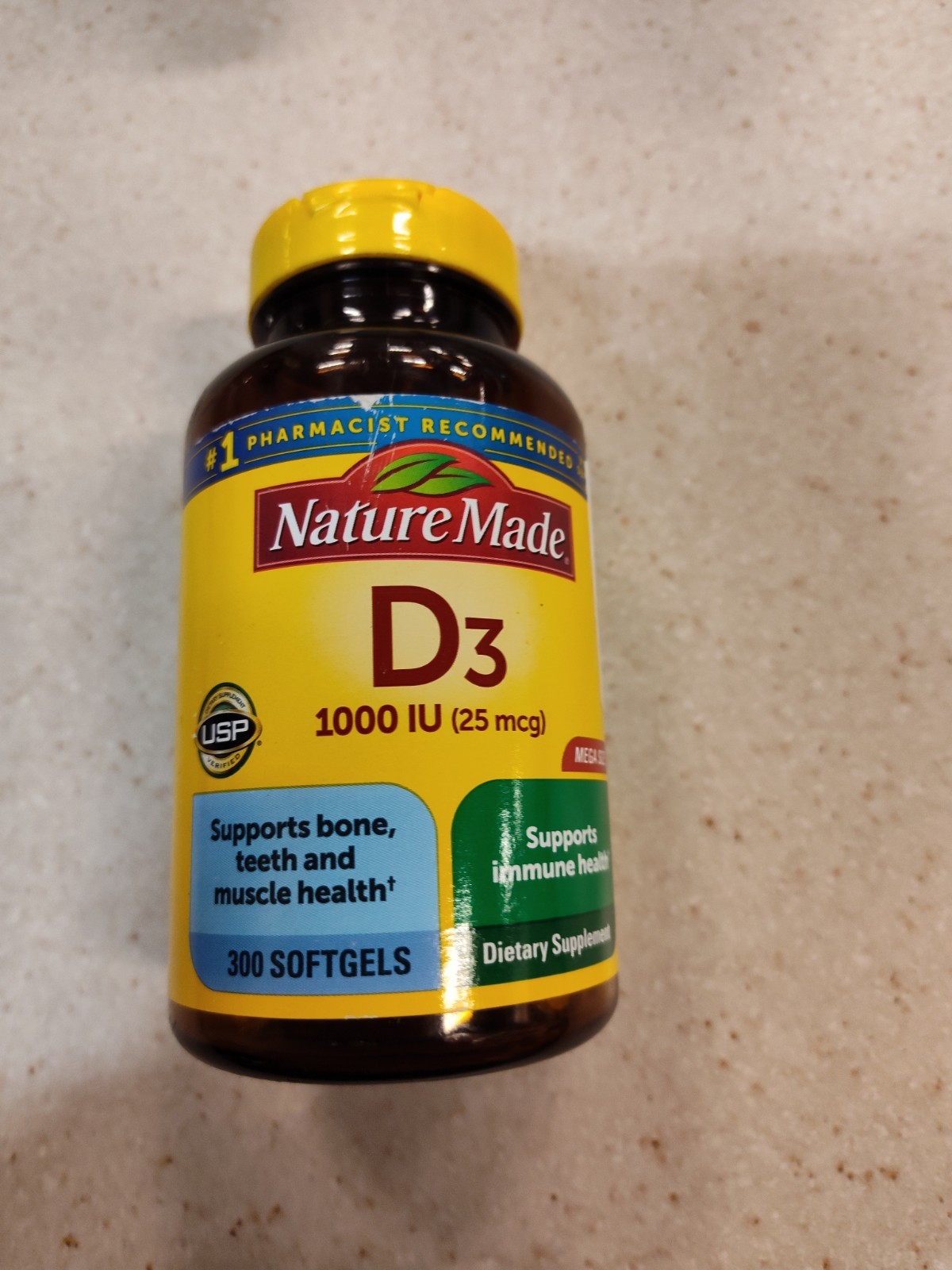 Nature Made Vitamin D3 1000 IU 25mcg Liquid Softgels – 300 Count