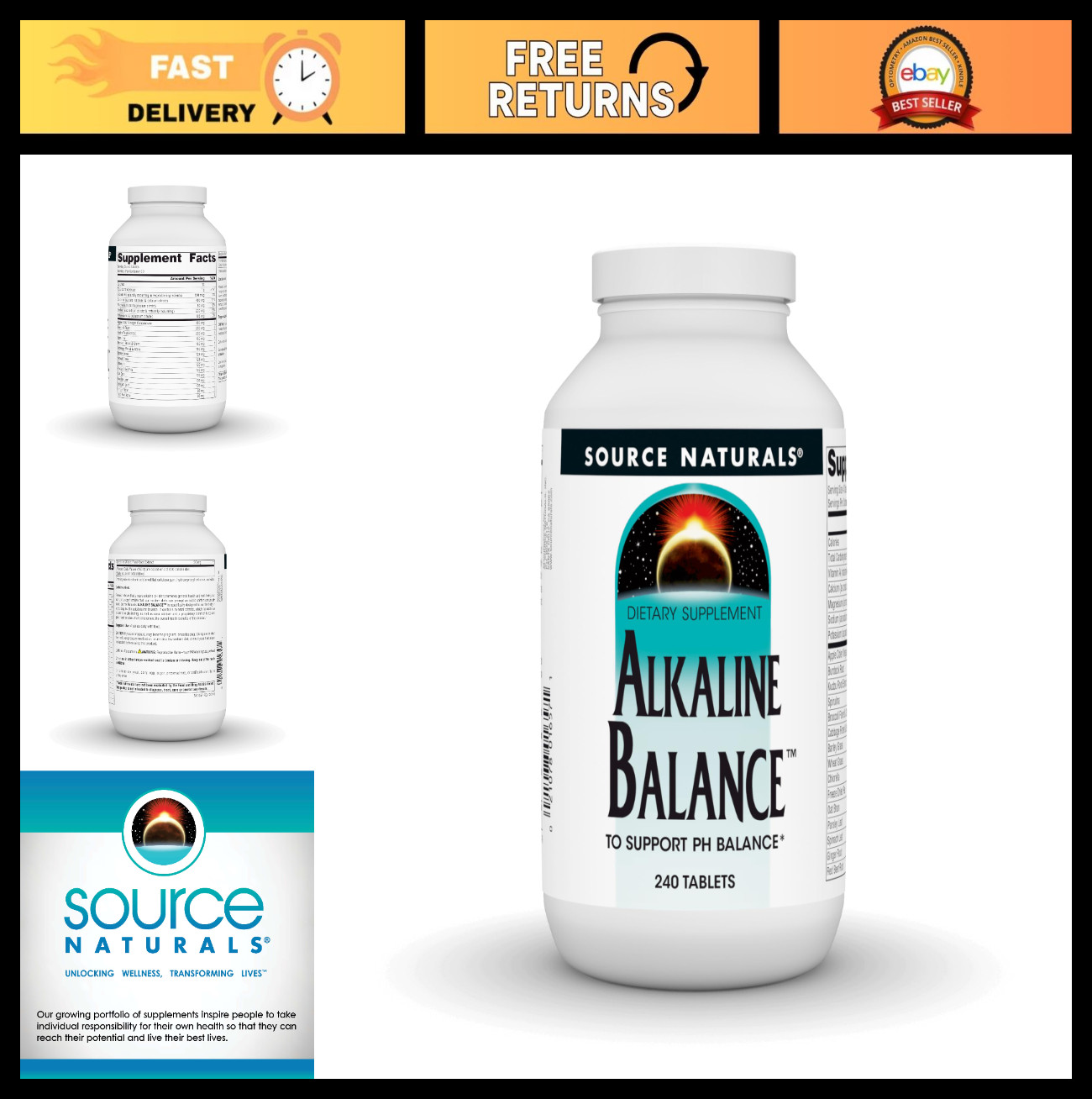Alkaline Balance Supplement for pH Support – 240 Tablets, Healthy pH Levels