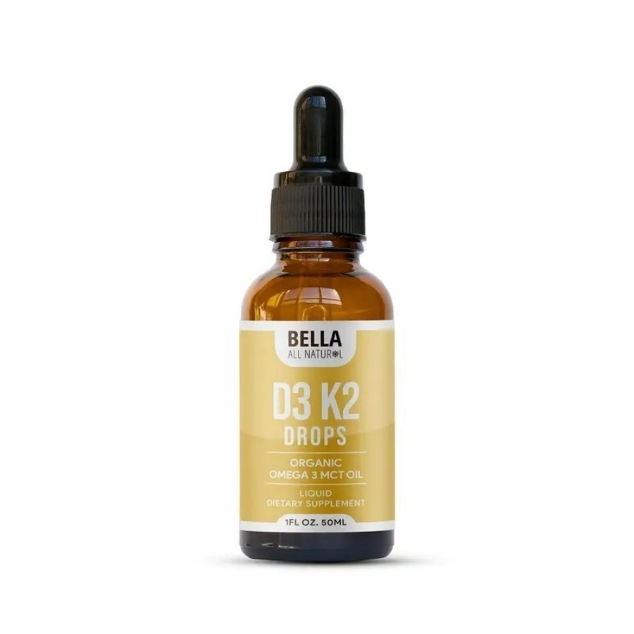 Bella All Natural Vitamin D3 K2 Drops Organic Omega 3 MCT Oil 50ml Supplement+-