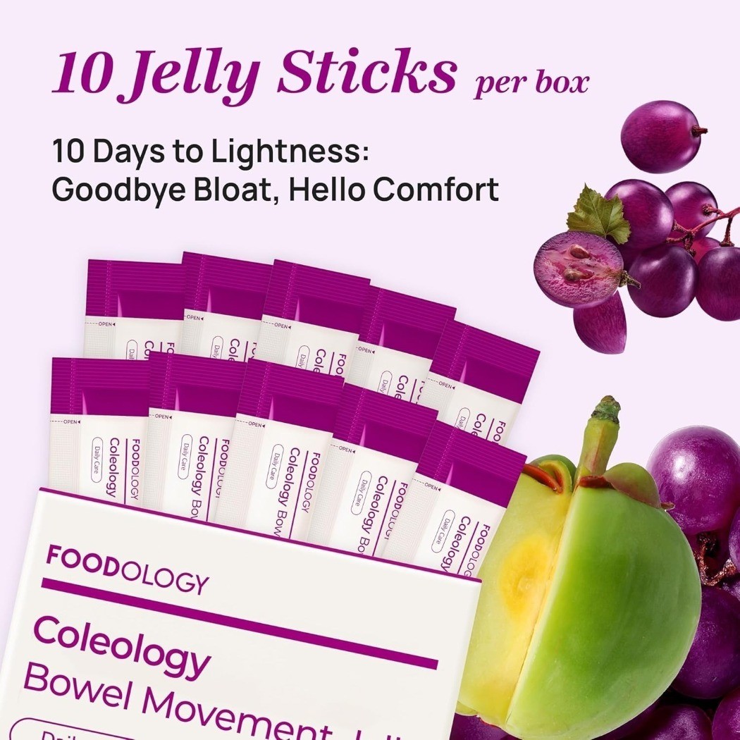 3PCS FOODOLOGY Coleology Jelly Sticks Grape & Prune 10 Sticks Gut Support NEW