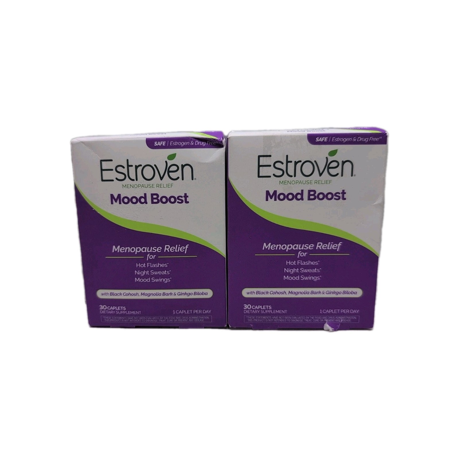 (2) Estroven Menopause Hot Flash Relief Mood Boost 30 Caplets Each. Exp: 07/2026
