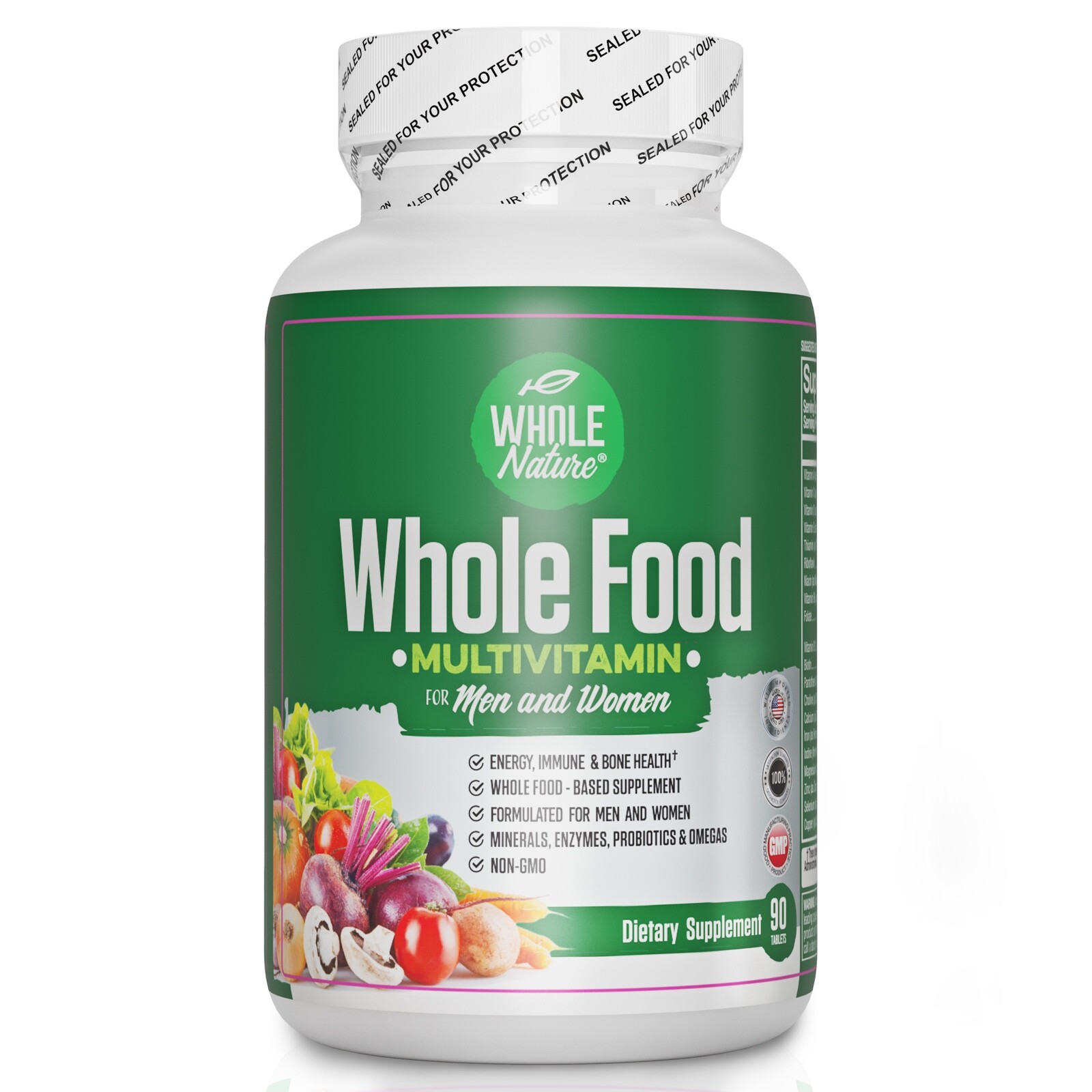 Whole Food Multivitamin for Plus Digestive Enzymes, Probiotics & Omegas, Non GMO