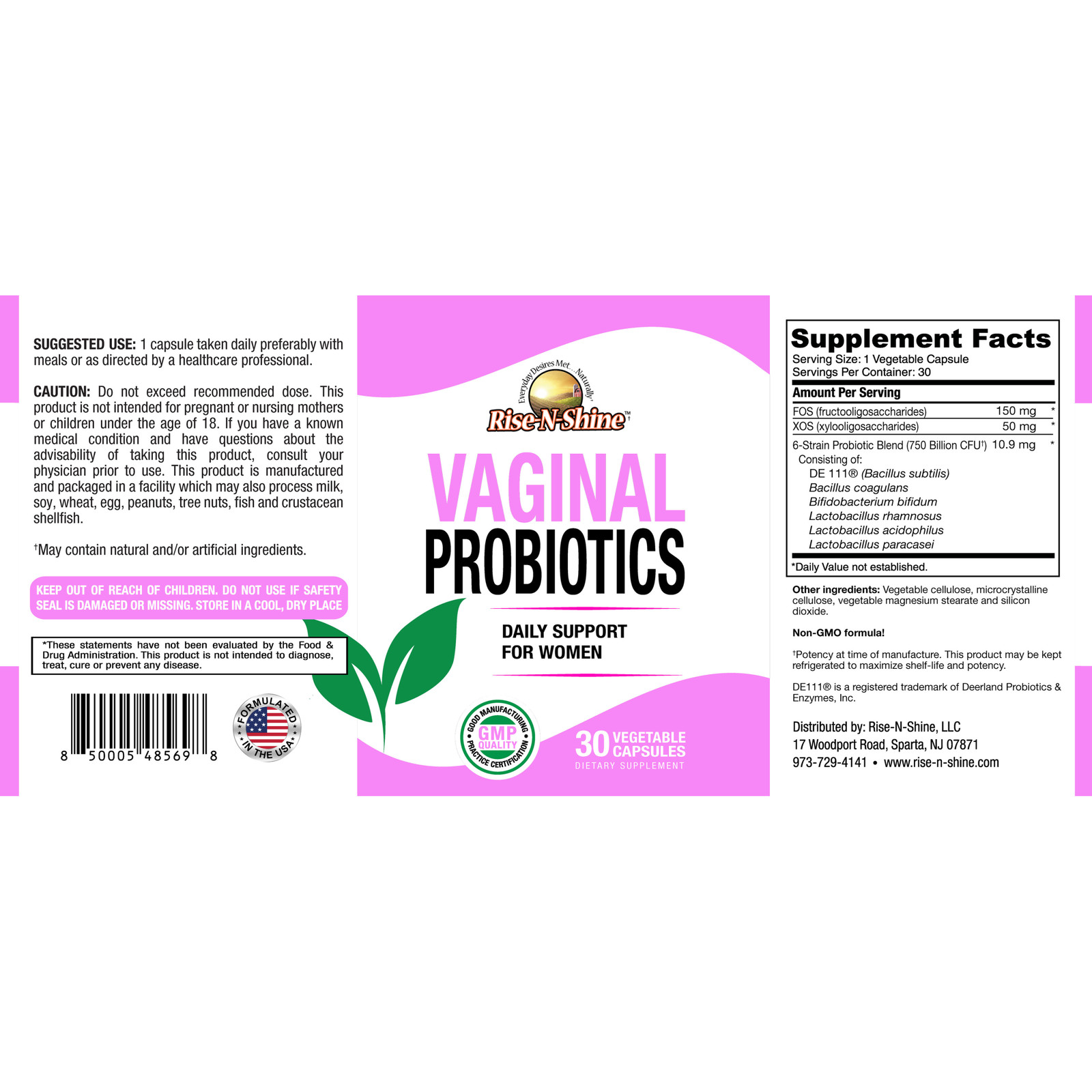 Vaginal Probiotic – pH, Odor & Yeast Support with Prebiotics – 30 Day Supply