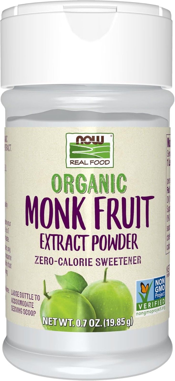, Certified Organic Monk Fruit Extract Powder, Zero Calorie Sweetener, Large Bot