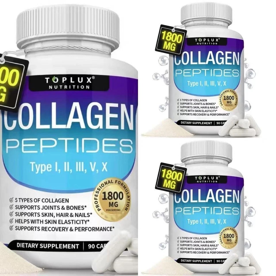 Premium Collagen Peptides🔥 1800 MG Hydrolyzed Anti-Aging (Types I,II,III,V,X)